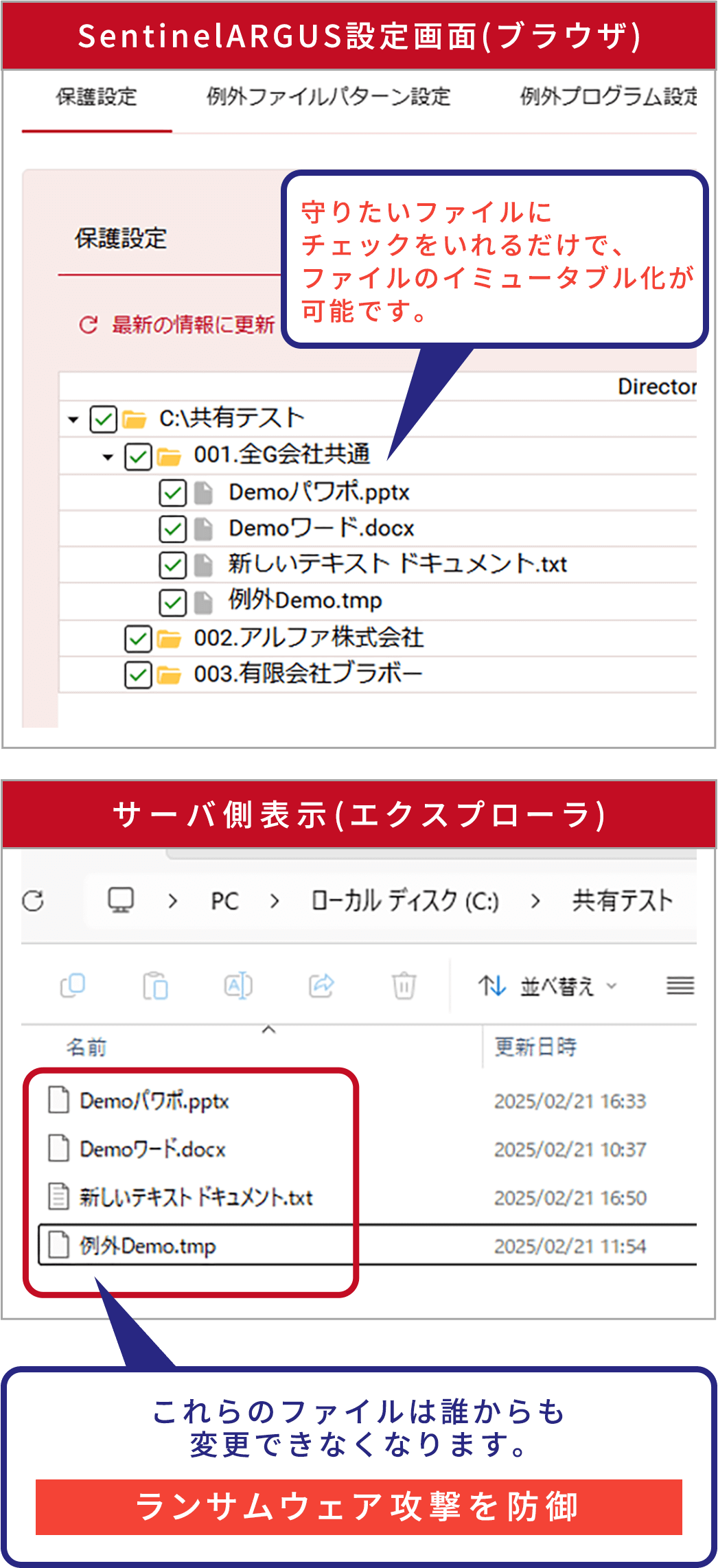 SentinelARGUSのファイル防御方法